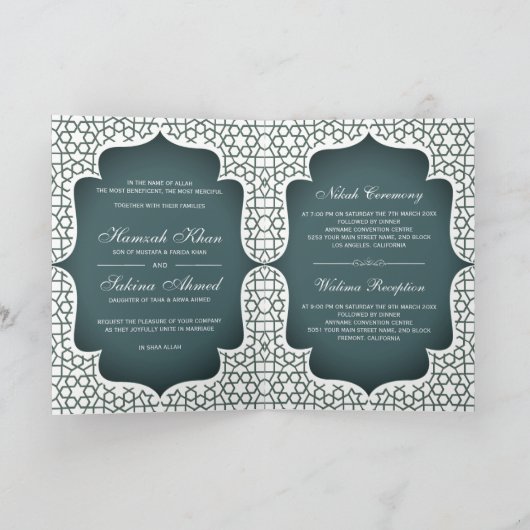 Witte en donkere Blauwgroen Perzische Stijlmoslimb (Binnen)