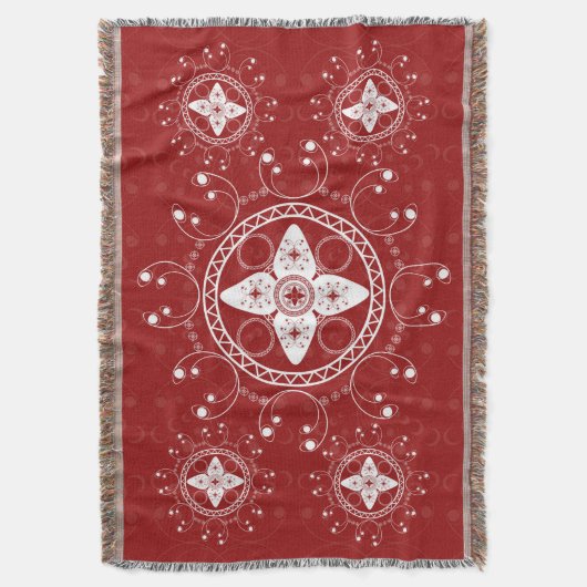 Witte en donkerrode, Keltische, geïnspireerde schr Deken (Voorkant Verticaal)