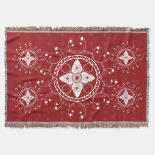 Witte en donkerrode, Keltische, geïnspireerde schr Deken