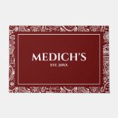 Witte en donkerrode  Paisley Pattern Doormat Deurmat (Voorkant)