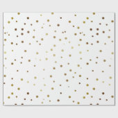 Witte en Faux Gold Cute Festive Confetti Cadeaupapier (Vlak)