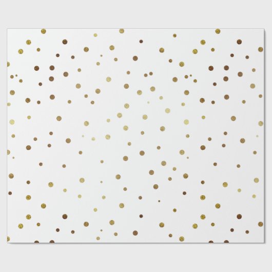 Witte en Faux Gold Cute Festive Confetti Cadeaupapier (Vlak)