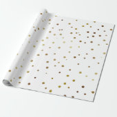 Witte en Faux Gold Cute Festive Confetti Cadeaupapier (Uitgerold)