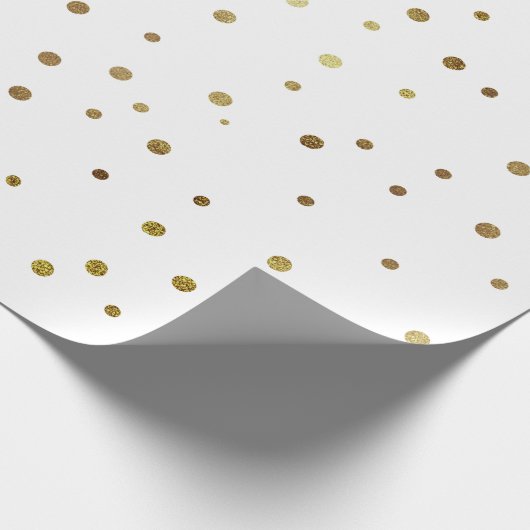 Witte en Faux Gold Cute Festive Confetti Cadeaupapier (Hoek)