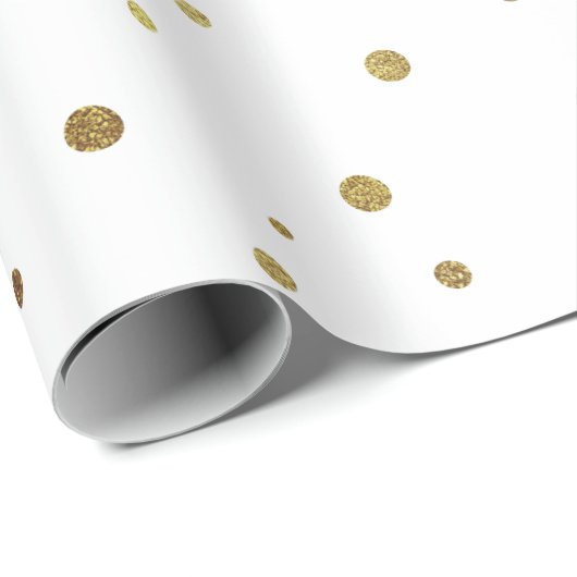 Witte en Faux Gold Cute Festive Confetti Cadeaupapier (Rol Hoek)