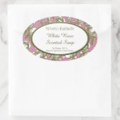 Witte en Faux Gold Roos Aangepaste zeep-Stickers Ovale Sticker (Tas)