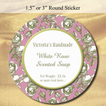 Witte en Faux Gold Roos Aangepaste zeep-Stickers