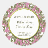 Witte en Faux Gold Roos Aangepaste zeep-Stickers Ronde Sticker (Voorkant)