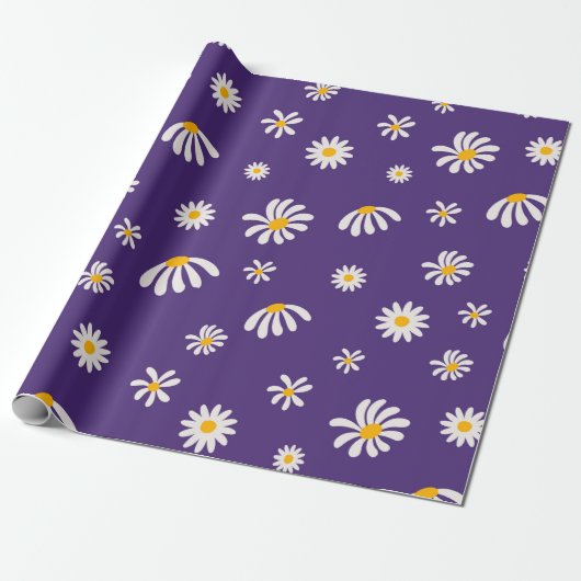 witte en gele bloemen Daisy Pattern Cadeaupapier (Uitgerold)