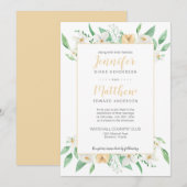Witte en Gele Bloemen Ingelijste Bloemen Huwelijk Kaart (Voorkant / Achterkant)