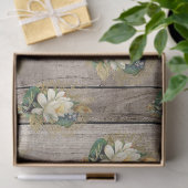 Witte en gele bloemen op  houtontvlechting tissuepapier (Geschenk)