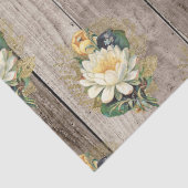 Witte en gele bloemen op  houtontvlechting tissuepapier (Detail)