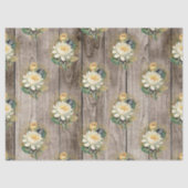 Witte en gele bloemen op  houtontvlechting tissuepapier (Voorkant)