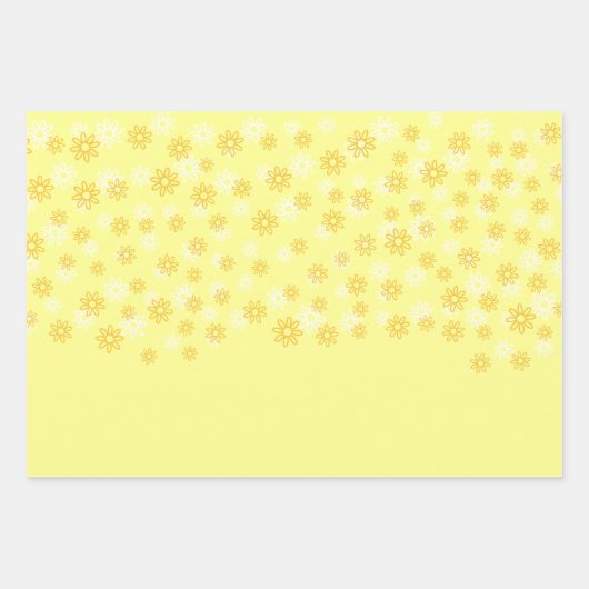 Witte en gele bloemen op pastelgeel inpakpapier vel (Voorkant)