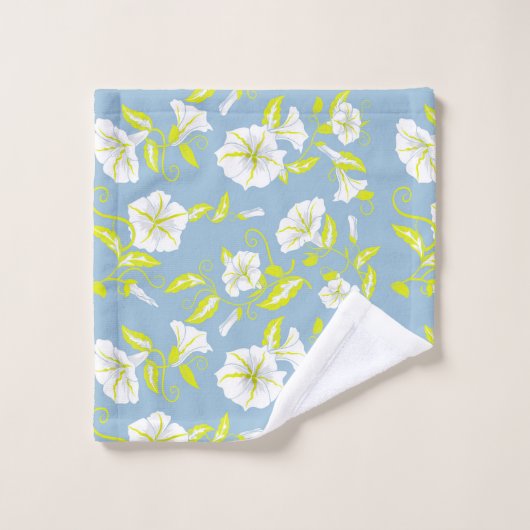 Witte en gele bloemen patroon op grijs bad handdoek (Wasdoekje)