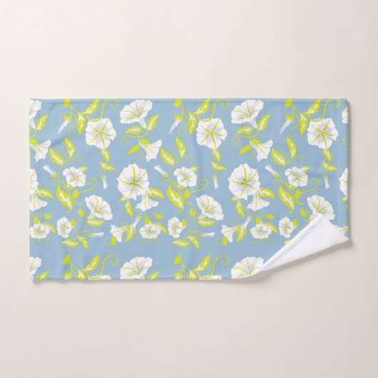 Witte en gele bloemen patroon op grijs bad handdoek (Handdoek)