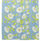 Witte en gele bloemen patroon op grijs douchegordijn (Voorkant)