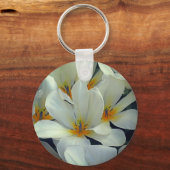 Witte en gele bloemen sluiten dicht sleutelhanger (Voorkant)
