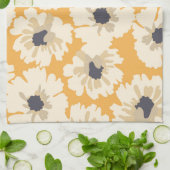 Witte en gele bloemmotieven theedoek (Gevouwen)