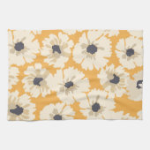 Witte en gele bloemmotieven theedoek (Horizontaal)