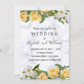 Witte en gele bloesem delicate bruiloft kaart (Voorkant)