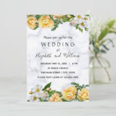 Witte en gele bloesem delicate bruiloft kaart (Staand voorkant)