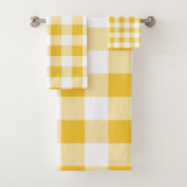 Witte en gele Buffalo Plaid Patroon Handdoek (Insitu)