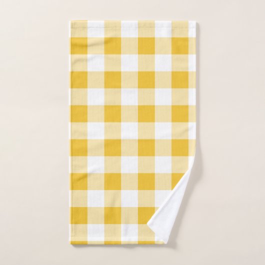 Witte en gele Buffalo Plaid Patroon Handdoek (Handdoek)