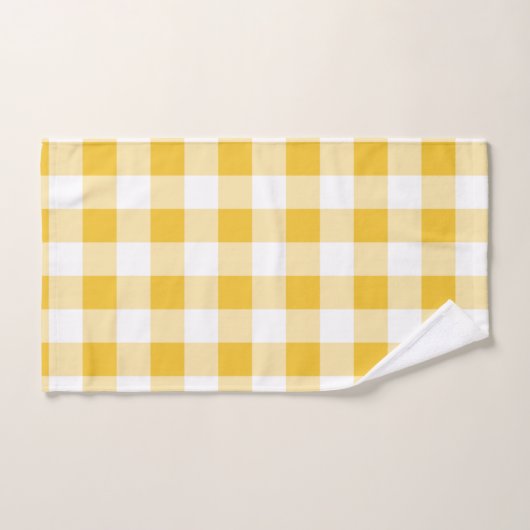 Witte en gele Buffalo Plaid Patroon Handdoek (Handdoek)