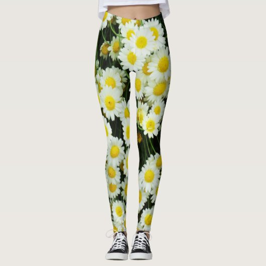 Witte en gele Buttonnen Leggings (Voorkant)