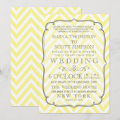 Witte en Gele Chevron Stripes Wedding Kaart (Voorkant / Achterkant)