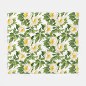 Witte en gele Claire de Lune pioenen Fleece Deken (Voorkant (Horizontaal))