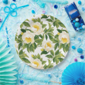 Witte en gele Claire de Lune pioenen Papieren Bordje (Feest)