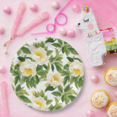 Witte en gele Claire de Lune pioenen Papieren Bordje (Feest)