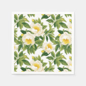 Witte en gele Claire de Lune pioenen Servet (Voorkant)