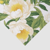 Witte en gele Claire de Lune pioenen Tissuepapier (Detail)