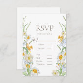 Witte en gele Daffodil Floral Border Wedding RSVP (Voorkant / Achterkant)