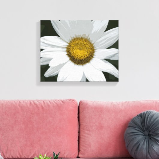 Witte en gele Daisy Flower Canvas Afdruk (Insitu (Woonkamer))