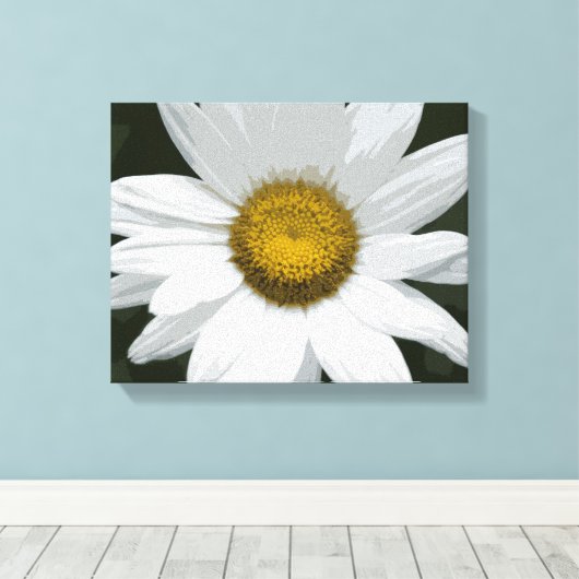 Witte en gele Daisy Flower Canvas Afdruk (Insitu (Houten vloer))