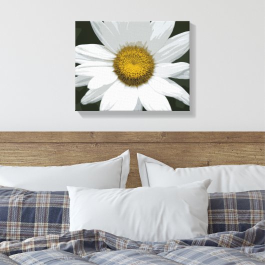 Witte en gele Daisy Flower Canvas Afdruk (Insitu (Slaapkamer))