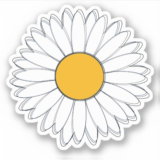 Witte en Gele Daisy Grafisch Sticker (Voorkant)