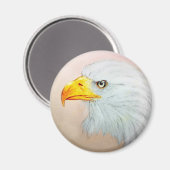 Witte en gele dierlijke kunst, Round Magnet - Eagl (Voorkant / Achterkant)
