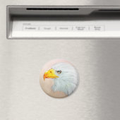 Witte en gele dierlijke kunst, Round Magnet - Eagl (Insitu (Vaatwasser))
