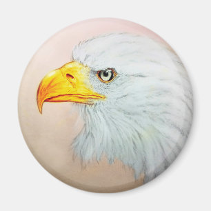 Witte en gele dierlijke kunst, Round Magnet - Eagl
