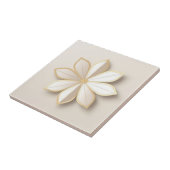 Witte en gele enkelvoudige bloemen tegeltje (Zijkant)