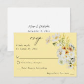 Witte en gele Floral geen Maal RSVP - Geel (Voorkant / Achterkant)