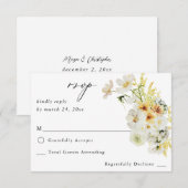 Witte en gele Floral geen Mal RSVP (Voorkant / Achterkant)