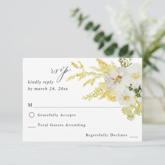 Witte en gele Floral geen Mal RSVP 2 (Staand voorkant)