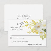 Witte en gele Floral geen Mal RSVP 2 Kaartje (Voorkant / Achterkant)