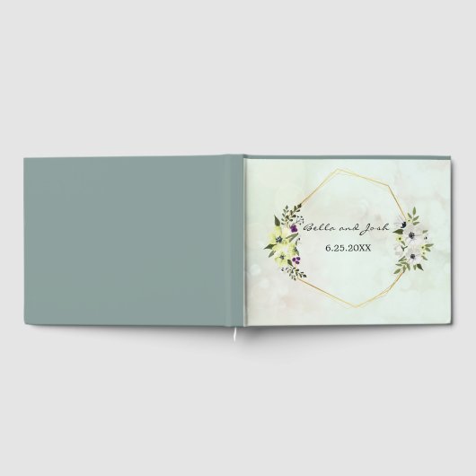 Witte en gele Floral met gouden bruiloft Gastenboek (Volledig)
